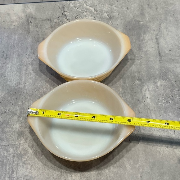 Anchor Hocking Fire King Peach Lustre Swirl Milk Glass Mini Casserole Dishes - Picture 7 of 16